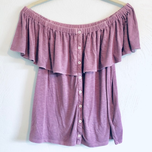 AE Soft and Sexy Slub Off-Shoulder Top - Picture 2 of 5